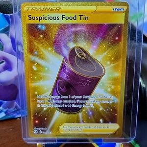 Pokemon Suspicious Food Tin Secret Rare trainer card